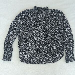 LOFT Black and White Floral Blouse